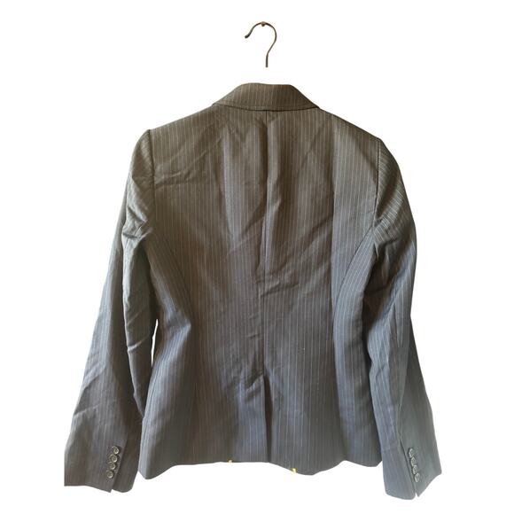 J.Crew | Y2K Navy Blue Pinstripe Wool One-Button Blazer | Size 6 - Picture 3 of 5
